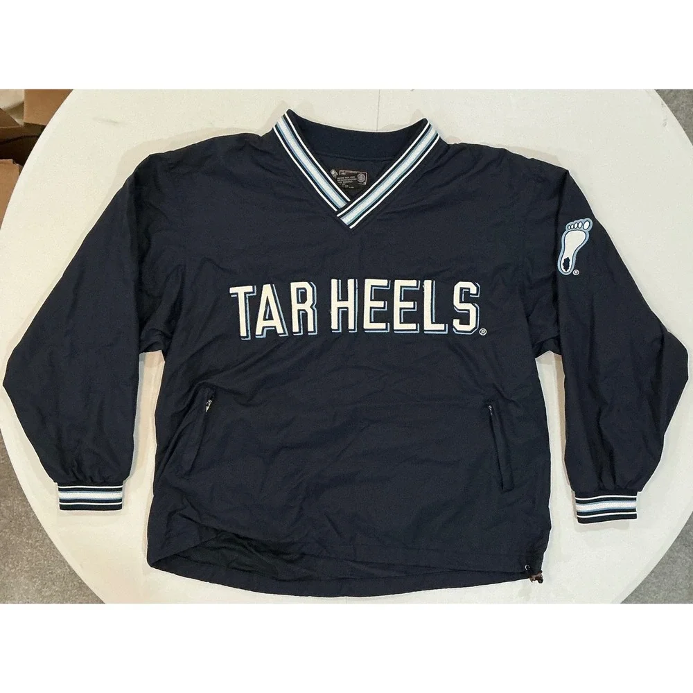 VTG Y2K North Carolina Tar Heels Windbreaker Mens XL Navy Blue Pullover UNC